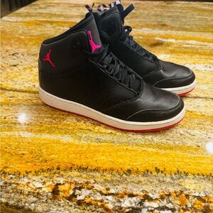 Air Jordan Black and Pink High-Top Sneakers